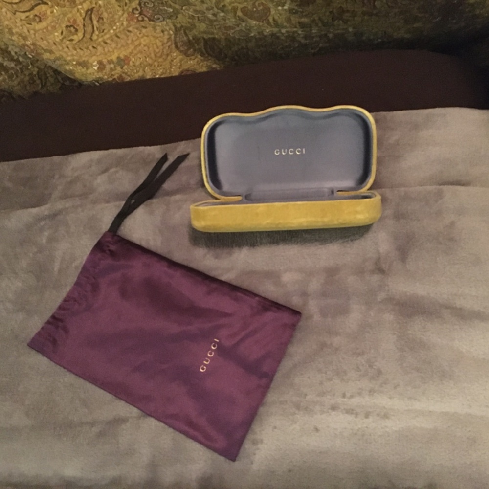 Gucci velvet sunglasses case and pull string sleeve bundle